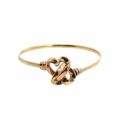 Yellow Gold Intertwined Hearts Bangle