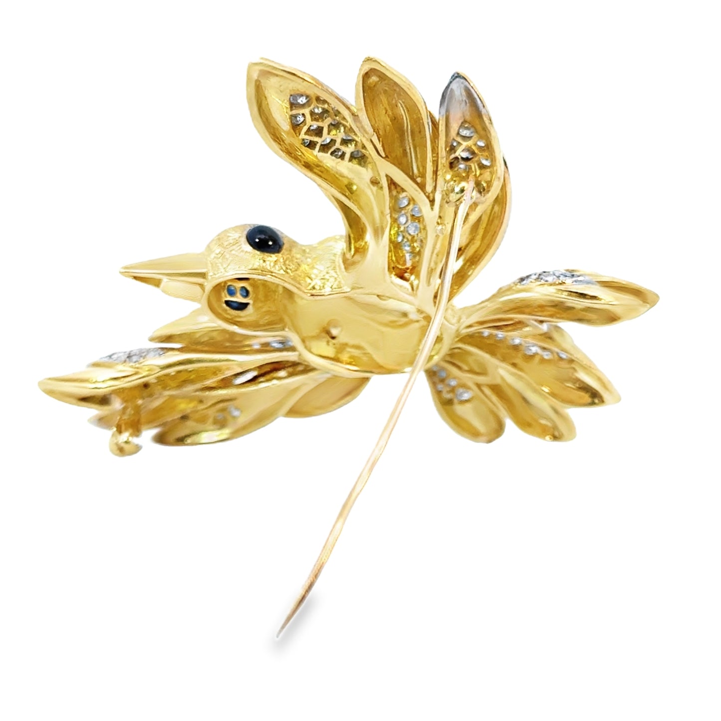 Judith Lieber 18K Yellow Gold Diamond & Sapphire Bird In Flight Brooch