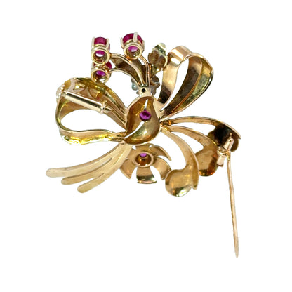 18K Rose Gold & Ruby Floral Bouquet Brooch