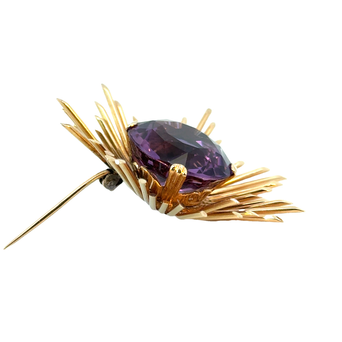 18K Rose Gold & Amethyst Sunburst Brooch