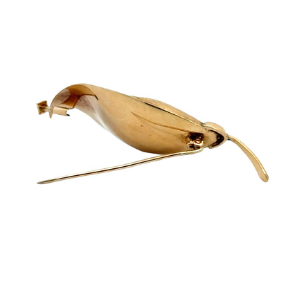 18K Yellow Gold & Pearl Calla Lily Brooch