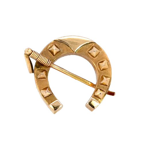 18K Rose Gold Retro Horseshoe Brooch