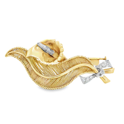 18K Rose Gold & Diamond Calla Lily Brooch