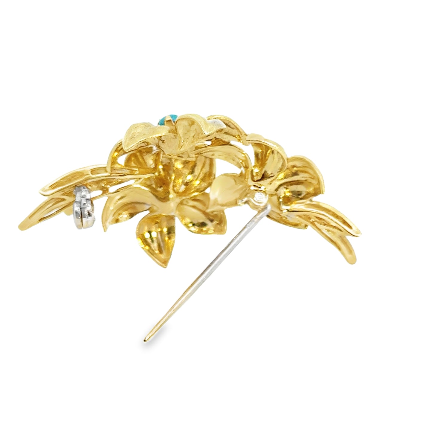 18K Yellow Gold & Turquoise Floral Bouquet Brooch