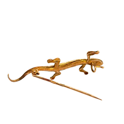 14K Yellow Gold Russian Lizard Brooch – Vintage Detail