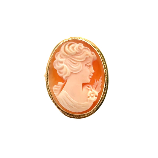 14K Yellow Gold Cameo Brooch/Pendant