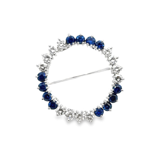 Platinum Diamond & Sapphire Brooch/Pendant