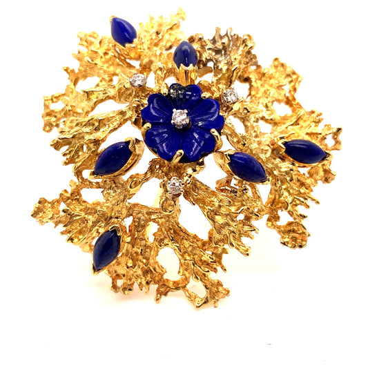Vintage Lapis Lazuli Starburst Brooch