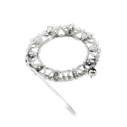 14K White Gold & Diamond Interlocking Hearts Brooch