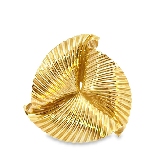 14K Yellow Gold Fan Design Brooch