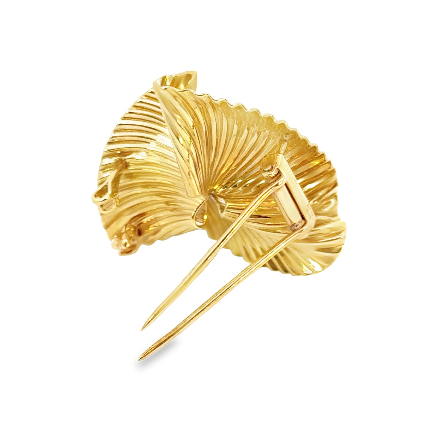 14K Yellow Gold Fan Design Brooch