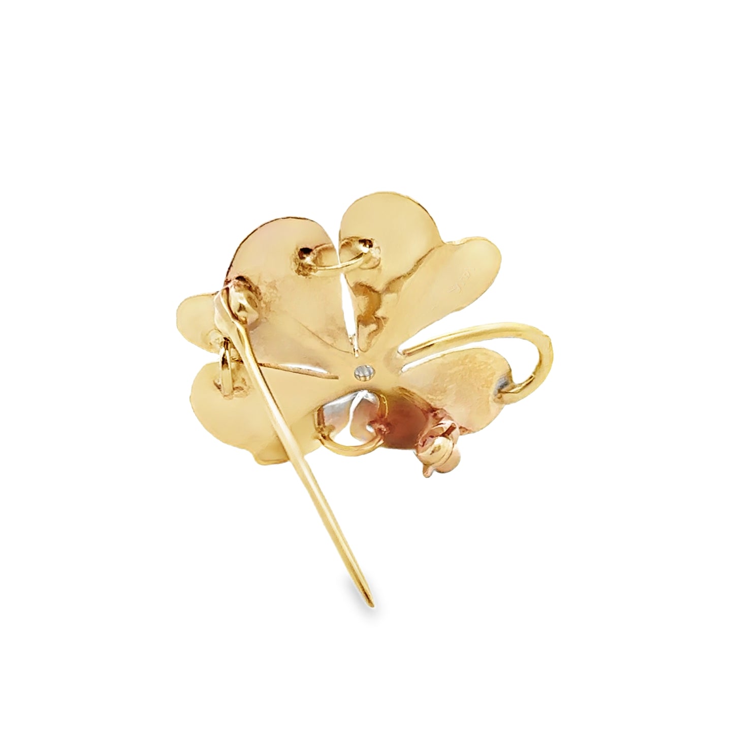 14K Yellow Gold & Diamond Four-Leaf Clover Brooch