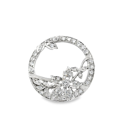 Platinum & Diamond Antique Floral Brooch