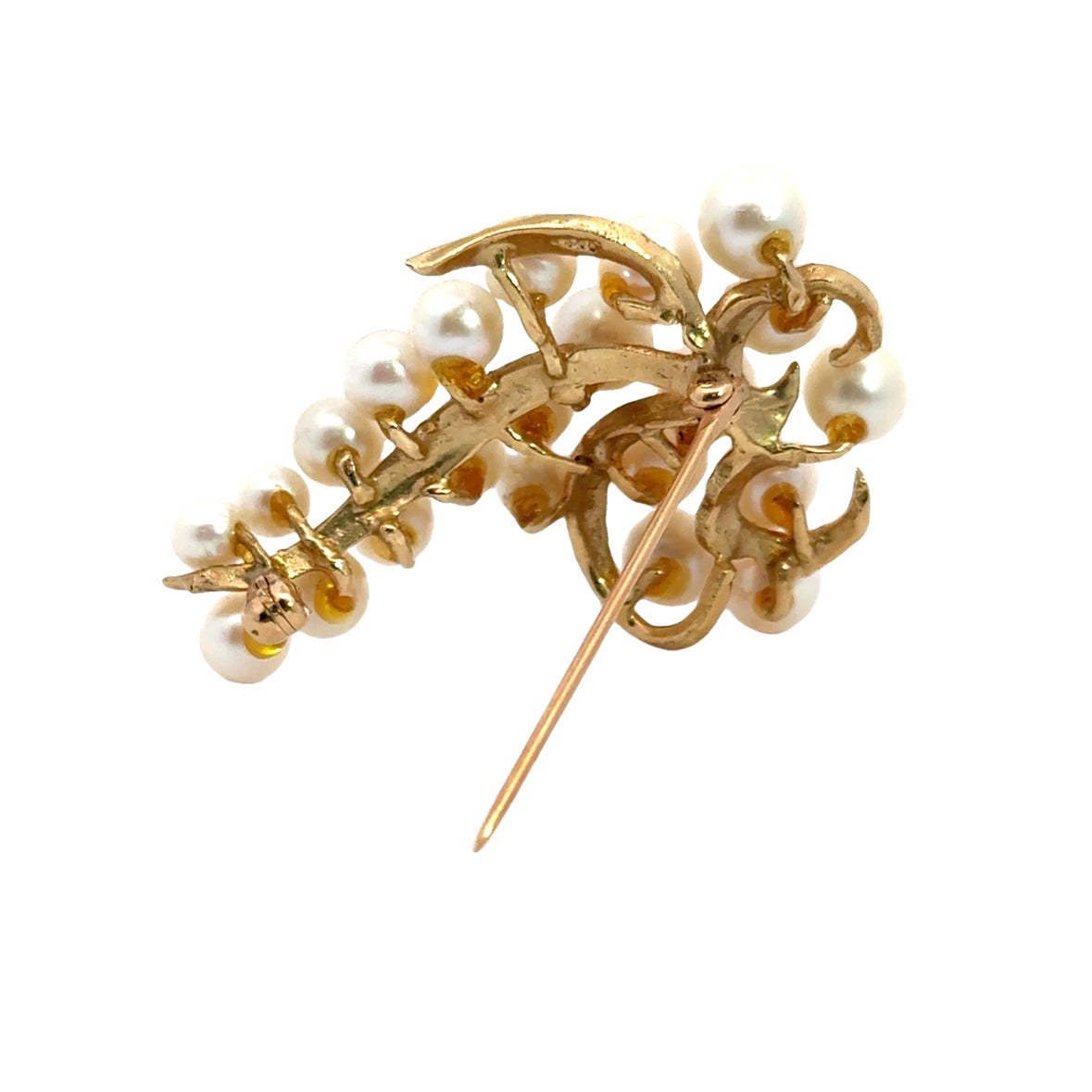 14K Yellow Gold Pearl Cluster Brooch