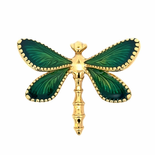 Enchanted Forest Emerald Dragonfly Brooch