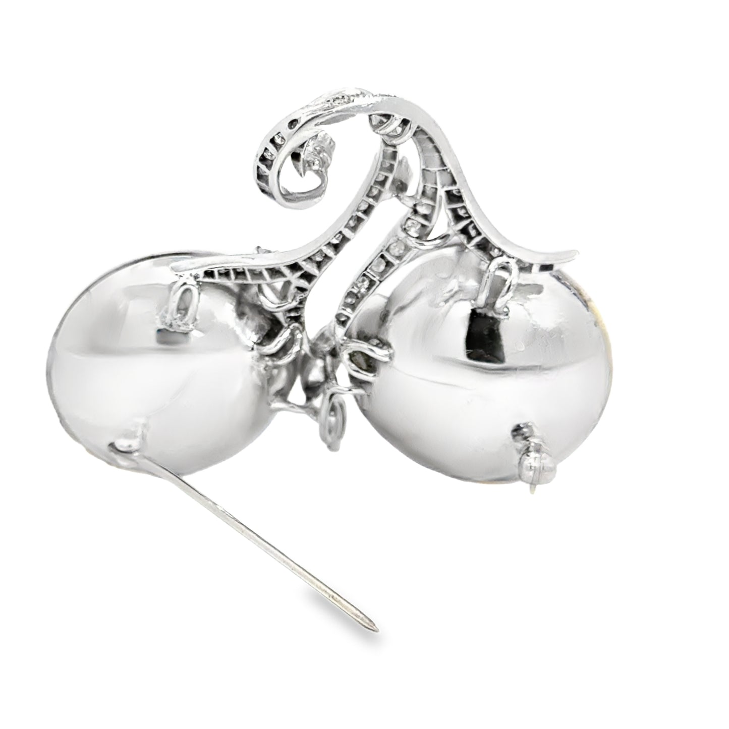 Elegant Platinum Pearl & Diamond Brooch