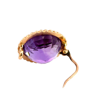 Vintage 14K Rose Gold Amethyst & Seed Pearl Brooch