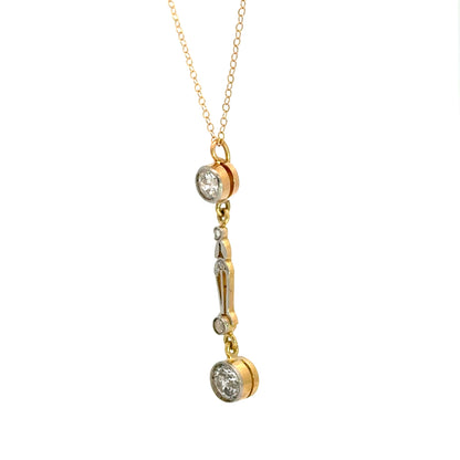 Antique 14K Gold Diamond Drop Necklace