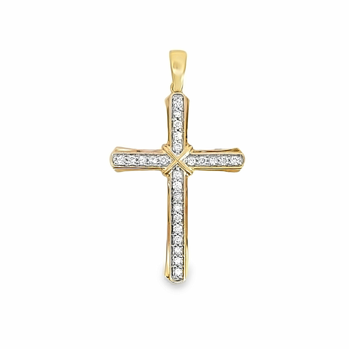 Elegant Yellow Gold & Diamond Cross Pendant