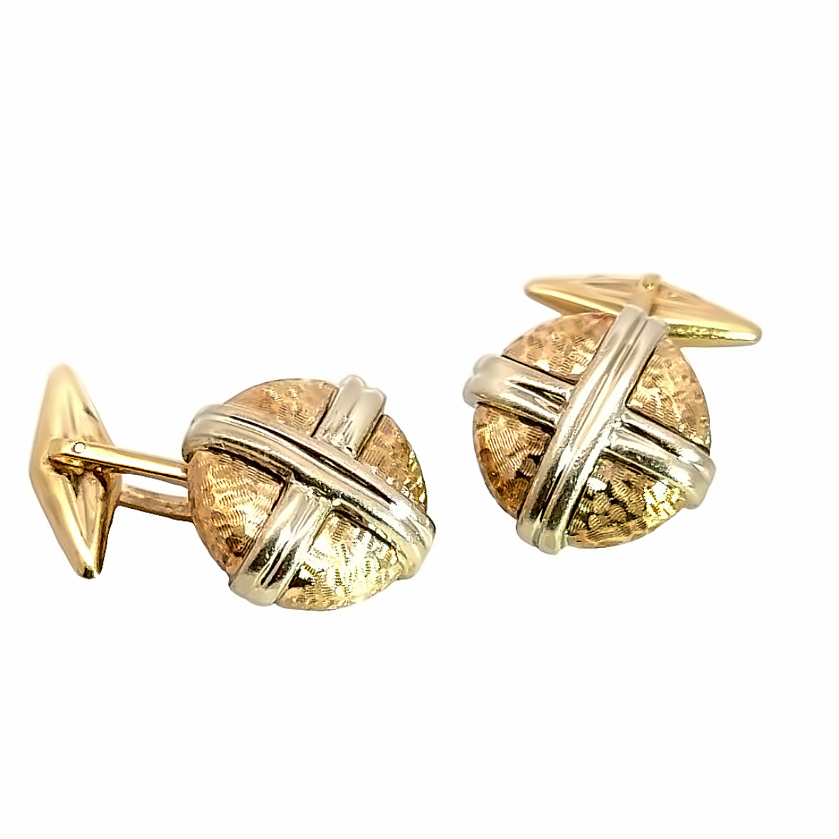 14K Yellow Gold Criss-Cross Cuff Links