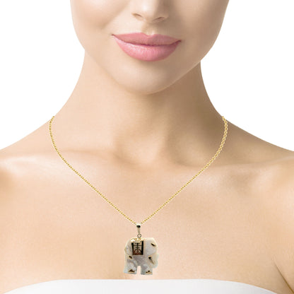 14K Yellow Gold Mother of Pearl Elephant Pendant