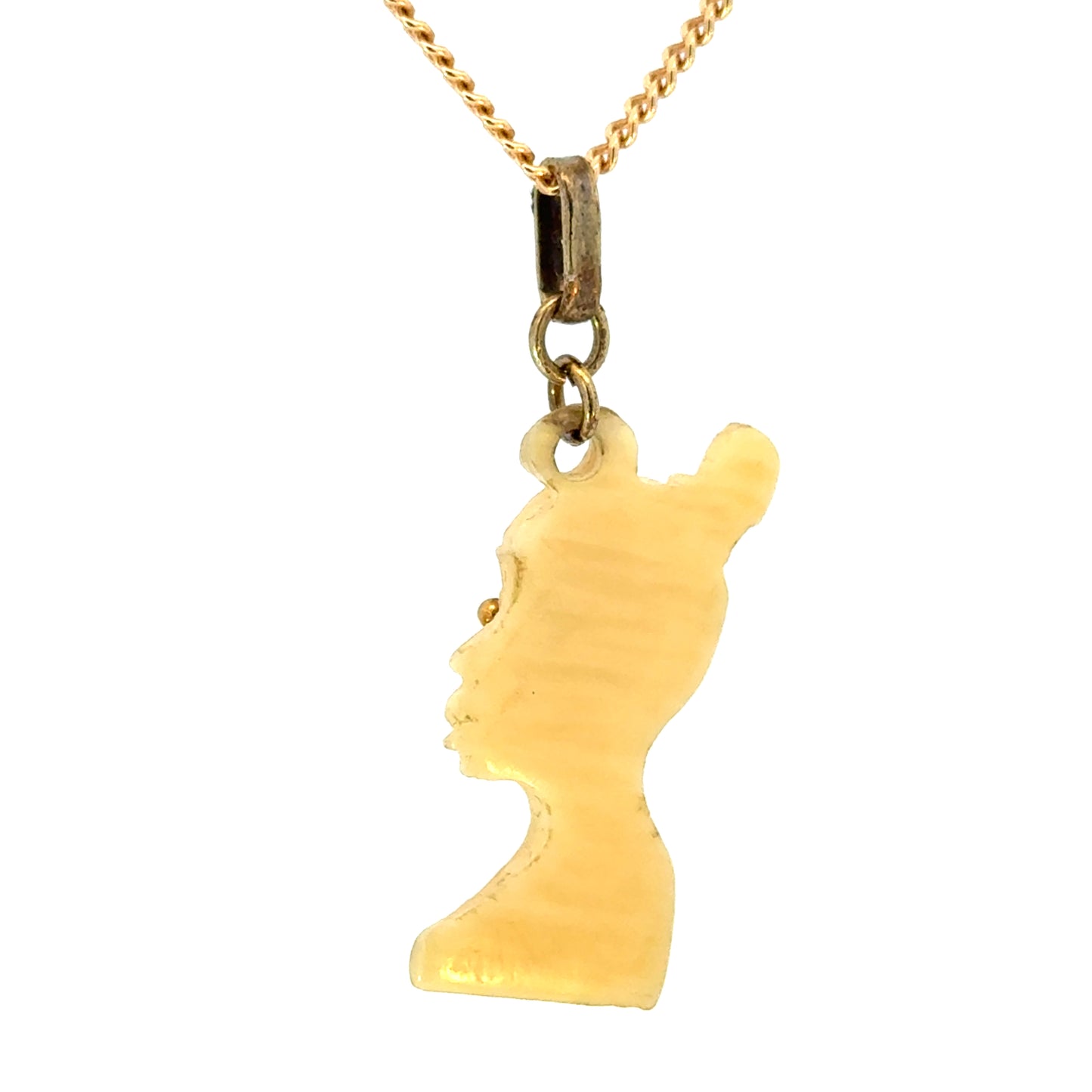 14K Yellow Gold Carved Lady Pendant