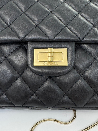 Authentic Chanel Reissue 2.55 Quilted Lambskin Leather Flap Bag – Black with Gold Hardware