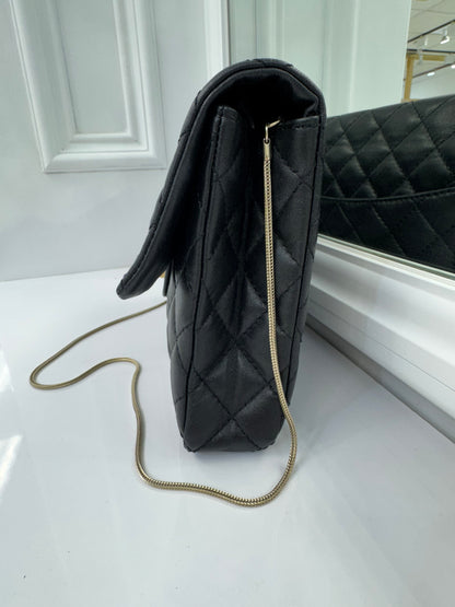 Authentic Chanel Reissue 2.55 Quilted Lambskin Leather Flap Bag – Black with Gold Hardware