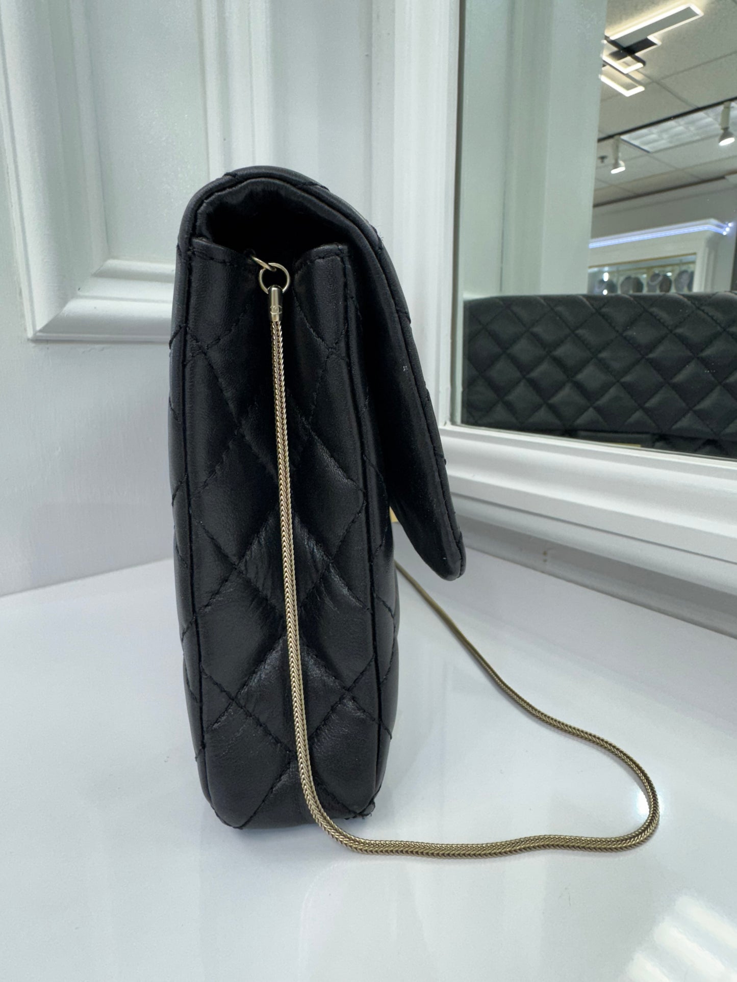Authentic Chanel Reissue 2.55 Quilted Lambskin Leather Flap Bag – Black with Gold Hardware