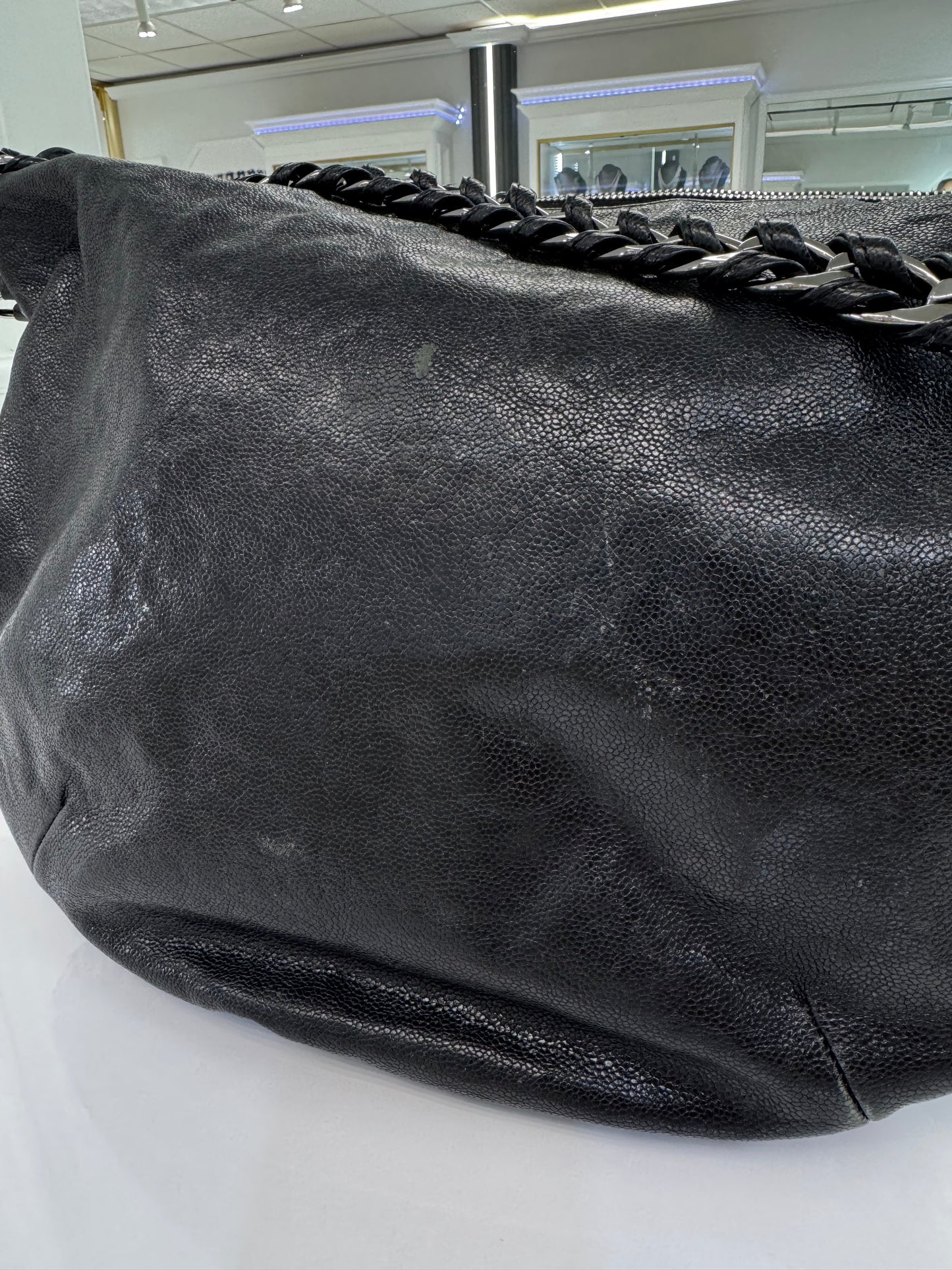 Chanel Black Lambskin Chain Hobo Bag with CC Charm – Made in Italy