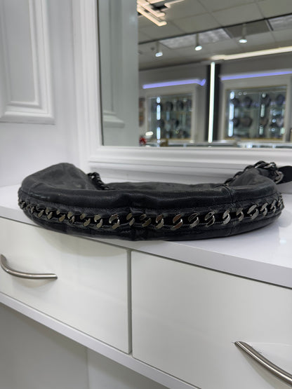 Chanel Black Lambskin Chain Hobo Bag with CC Charm – Made in Italy