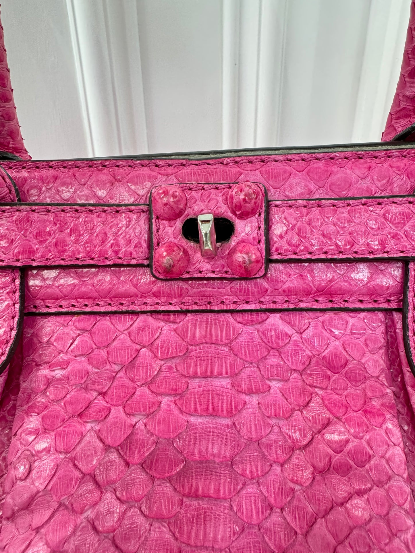 Zagliani Fuchsia Python Skin Handbag – Luxury Italian Statement Bag