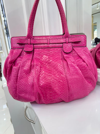 Zagliani Fuchsia Python Skin Handbag – Luxury Italian Statement Bag