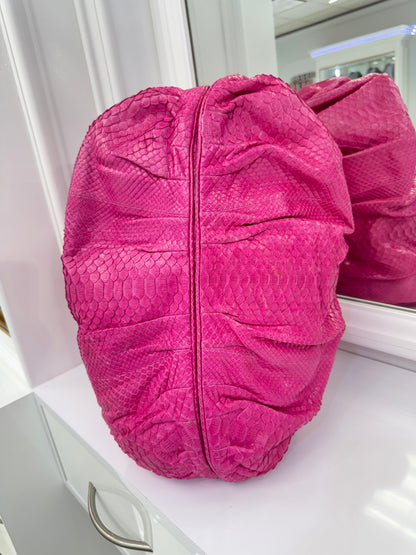 Zagliani Fuchsia Python Skin Handbag – Luxury Italian Statement Bag