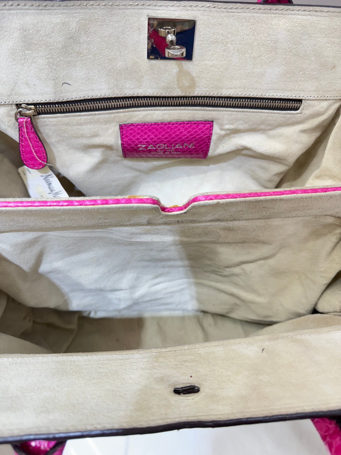 Zagliani Fuchsia Python Skin Handbag – Luxury Italian Statement Bag