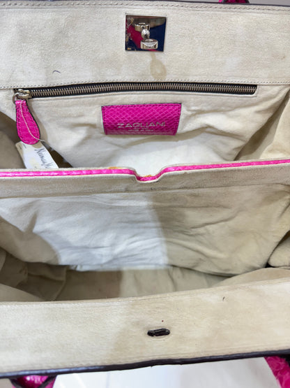 Zagliani Fuchsia Python Skin Handbag – Luxury Italian Statement Bag