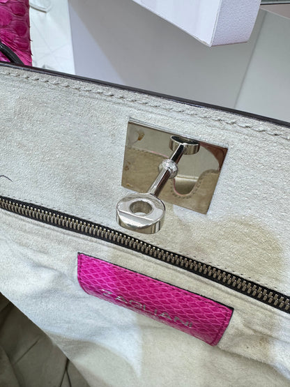 Zagliani Fuchsia Python Skin Handbag – Luxury Italian Statement Bag
