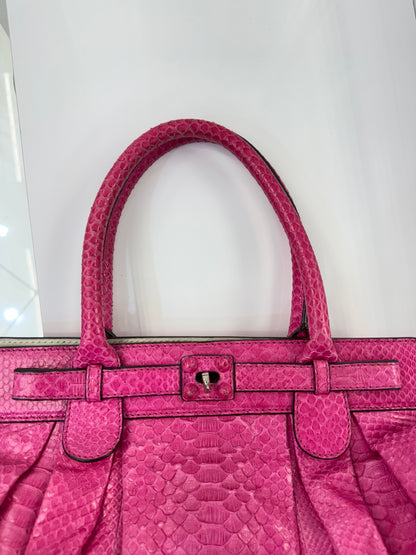 Zagliani Fuchsia Python Skin Handbag – Luxury Italian Statement Bag