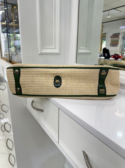 Rare Fendi Vintage Raffia & Python Embroidered B Bag Tote