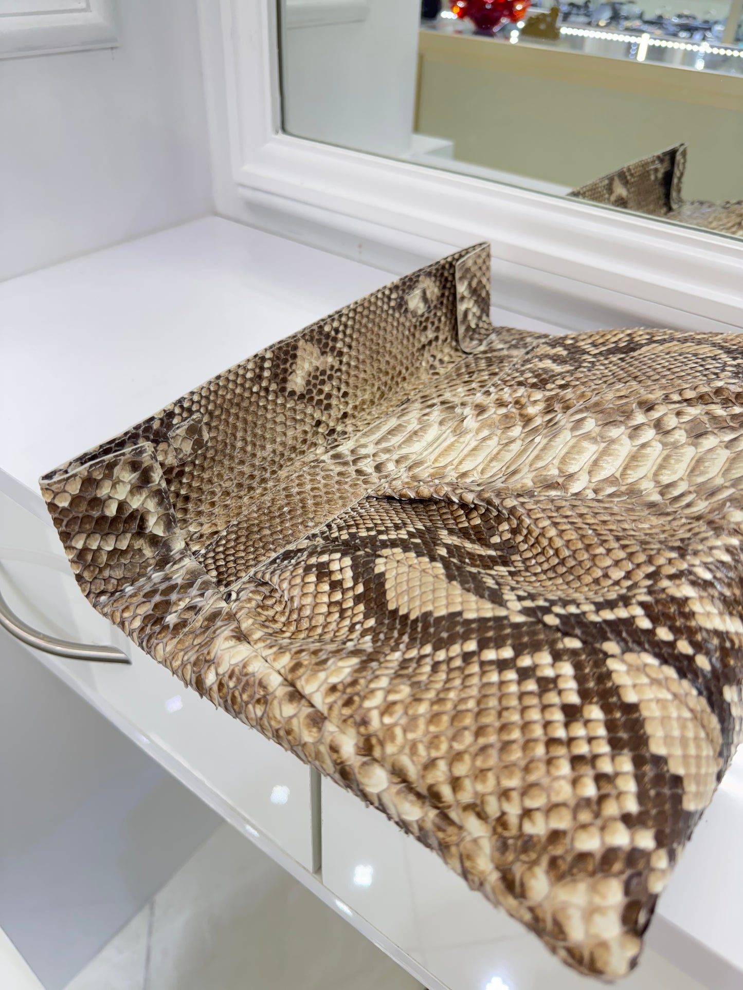 Nancy Gonzalez Natural Python Fold-Over Clutch