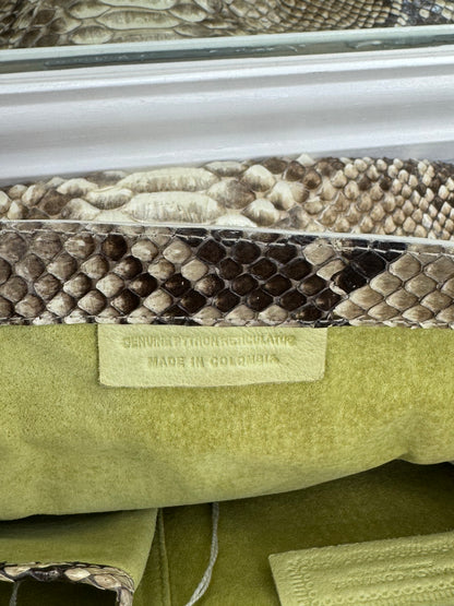 Nancy Gonzalez Natural Python Fold-Over Clutch