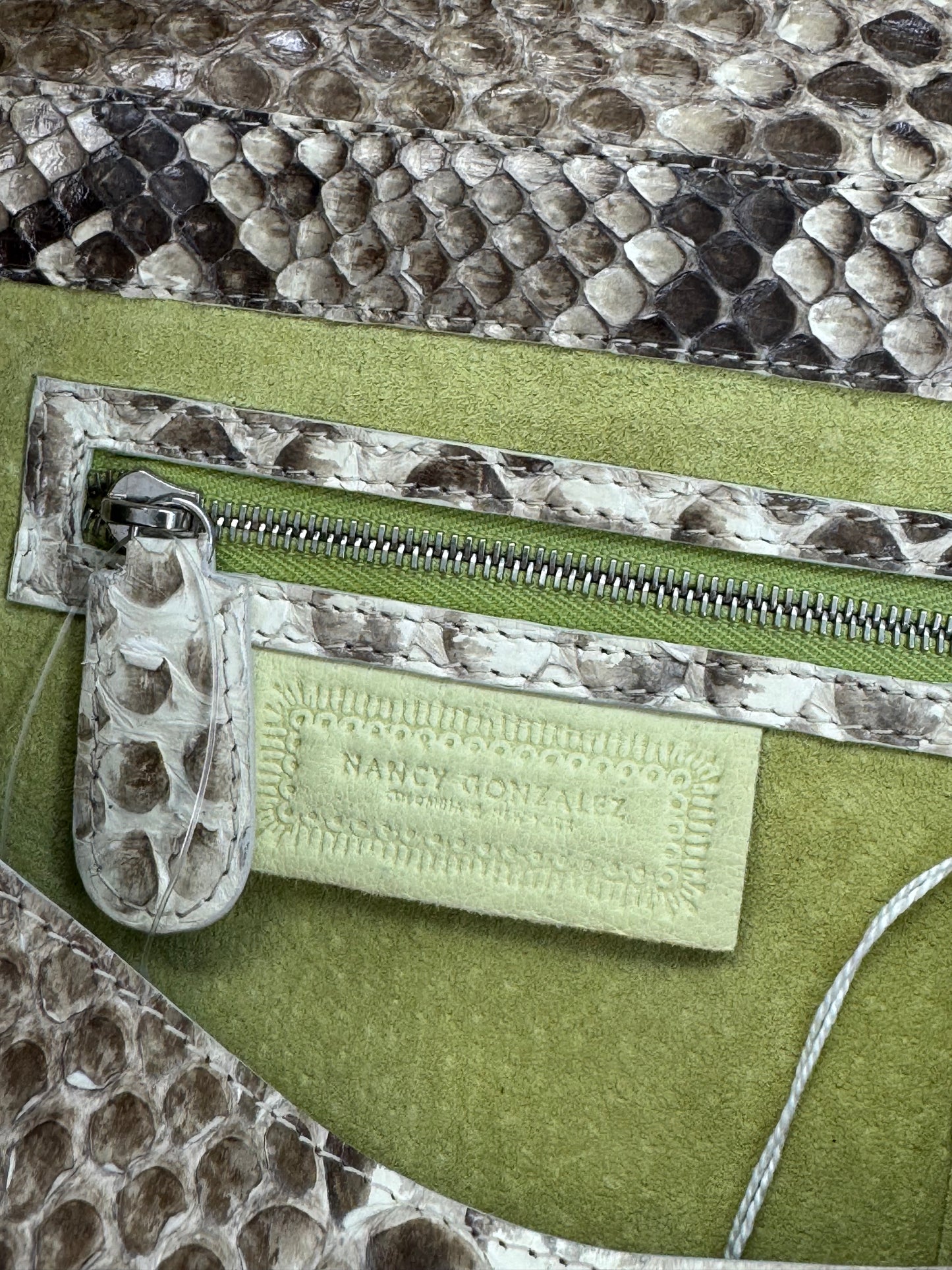 Nancy Gonzalez Natural Python Fold-Over Clutch