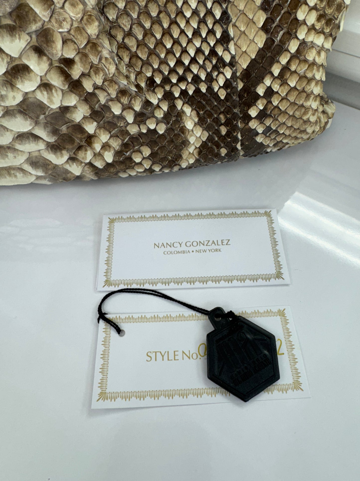 Nancy Gonzalez Natural Python Fold-Over Clutch