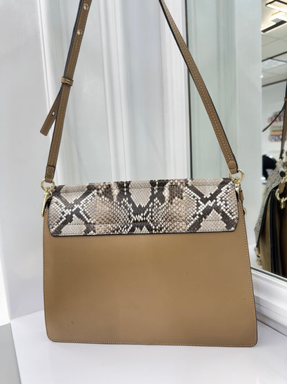Chloé Faye Medium Shoulder Bag in Python & Calfskin Suede – New with Tags