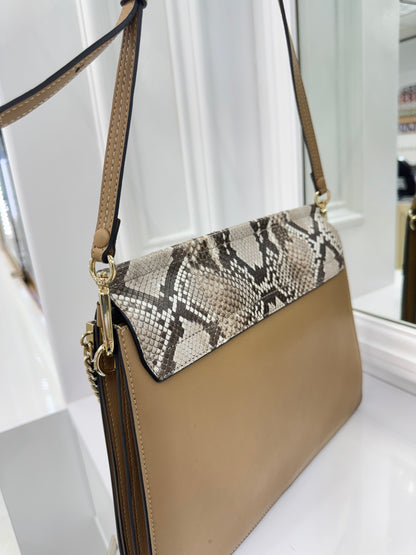 Chloé Faye Medium Shoulder Bag in Python & Calfskin Suede – New with Tags