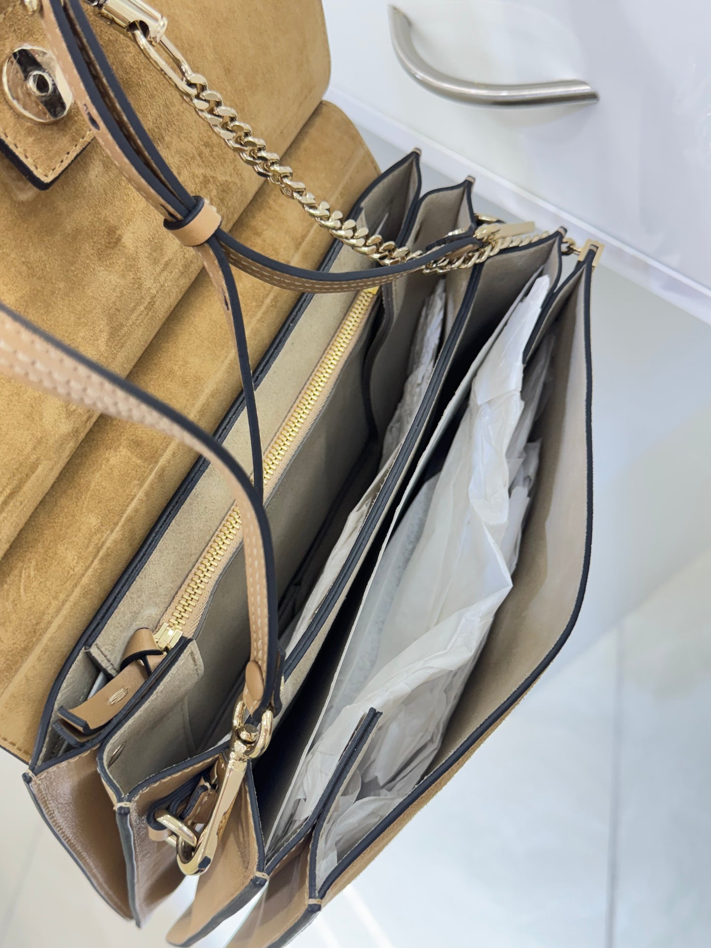 Chloé Faye Medium Shoulder Bag in Python & Calfskin Suede – New with Tags