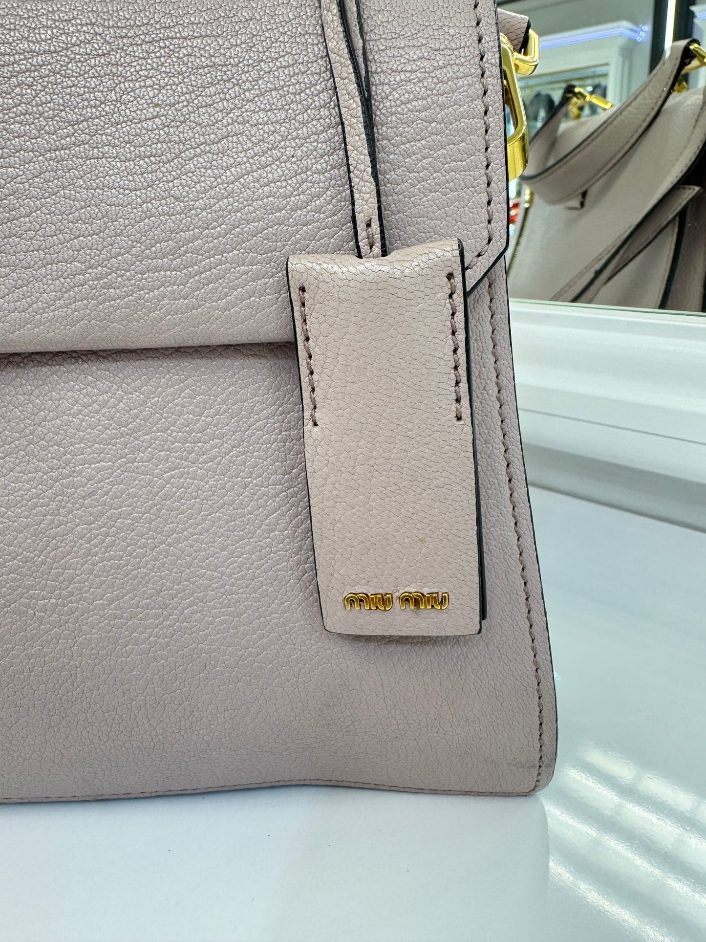 Miu Miu Matelassé Leather Top Handle Bag – Blush Pink