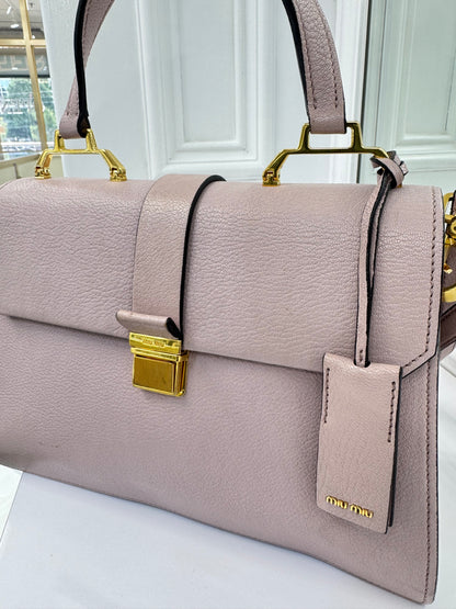 Miu Miu Matelassé Leather Top Handle Bag – Blush Pink