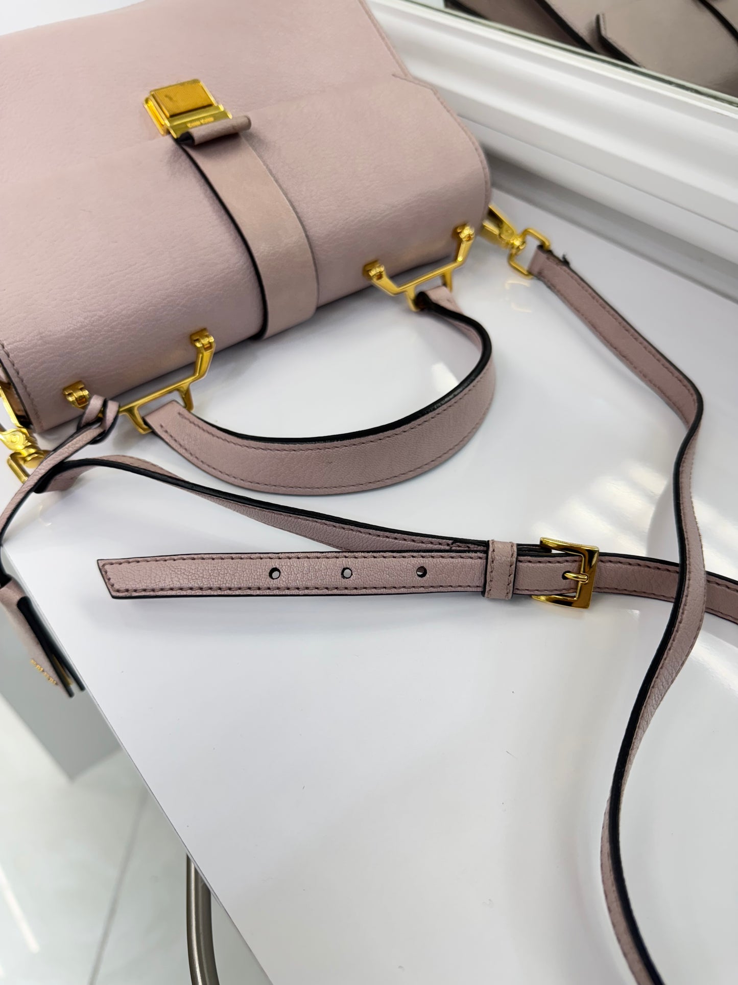 Miu Miu Matelassé Leather Top Handle Bag – Blush Pink