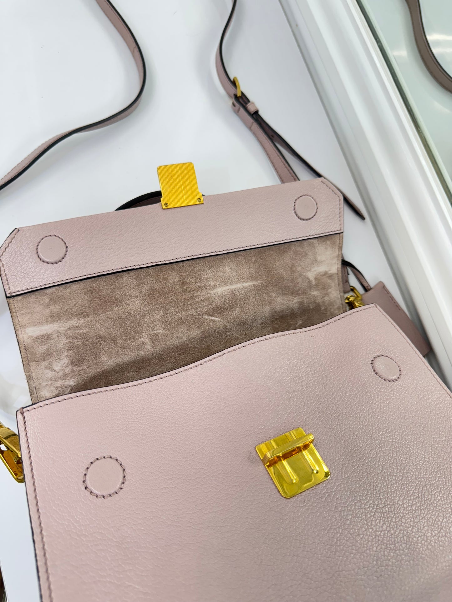 Miu Miu Matelassé Leather Top Handle Bag – Blush Pink